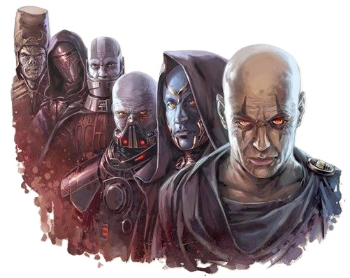Darth Bane and various sith lords from the book of sith
